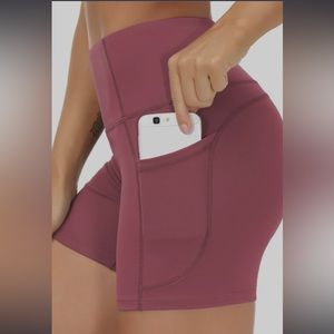 THE GYM PEOPLE High Waist Yoga/Running Shorts Tummy Control Workout shorts